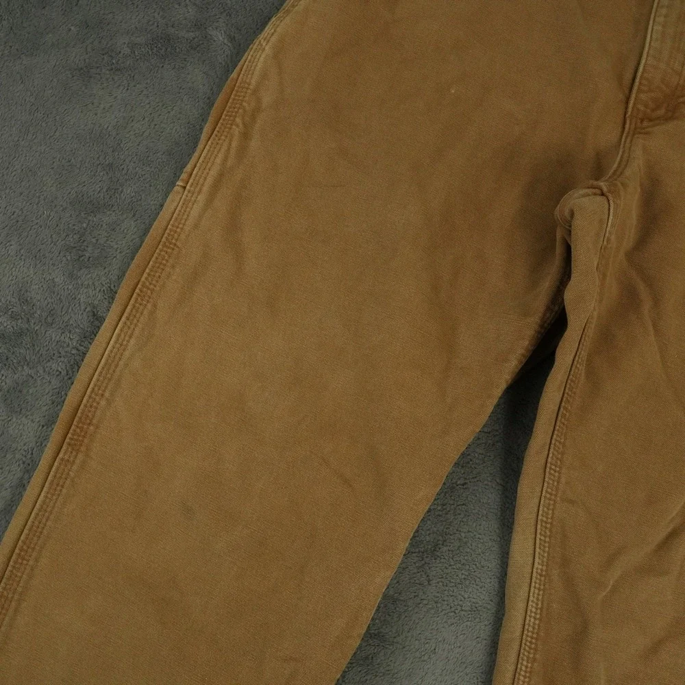 Carhartt B111 Carpenter Pants Men 36x32(34x31) Brown Flannel Lined Duck Canvas